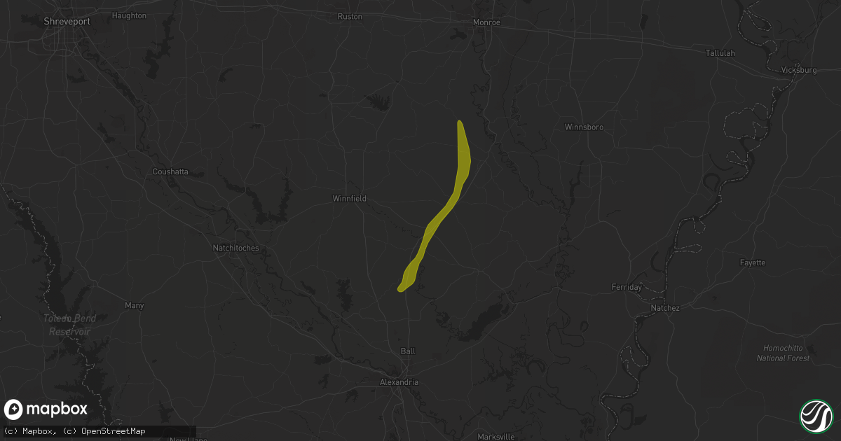 Hail map in Tullos, LA on March 4, 2024