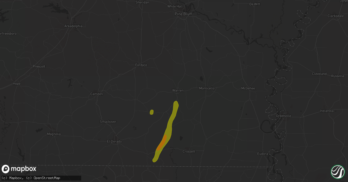 Hail map in Warren, AR on March 4, 2024