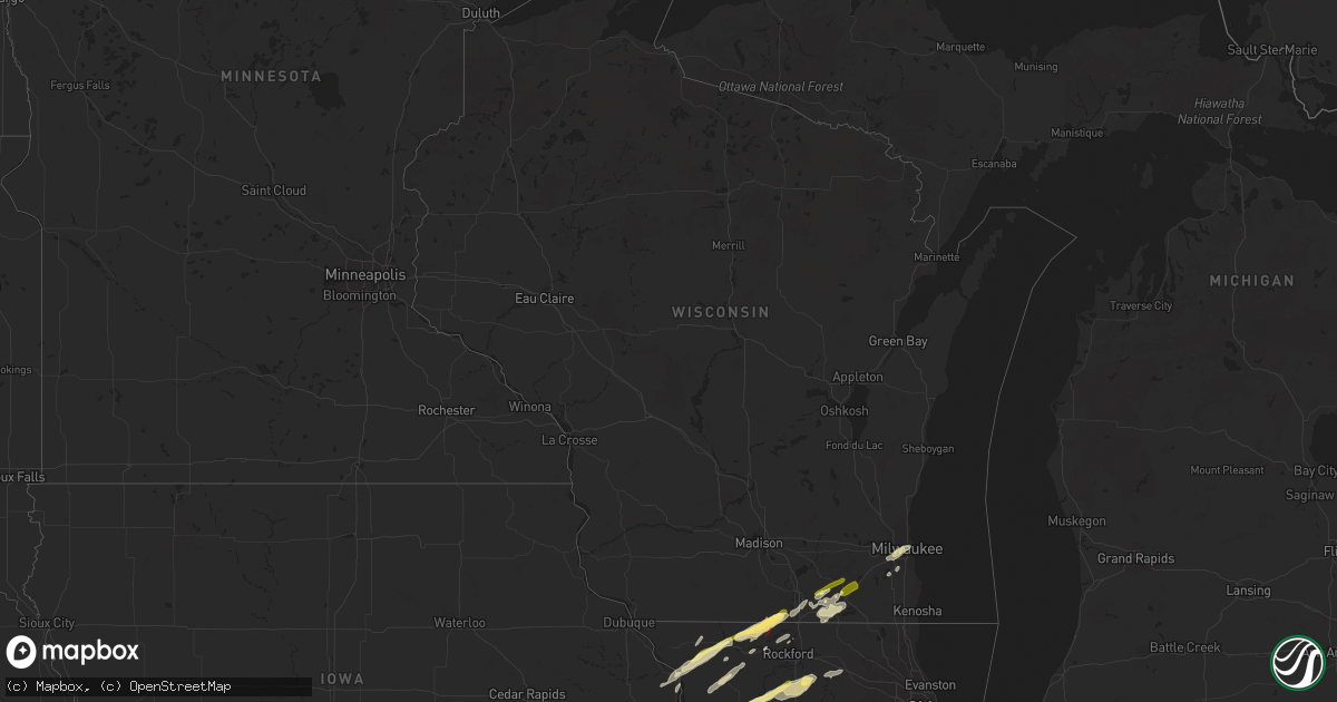 Hail map in Wisconsin on March 4, 2024