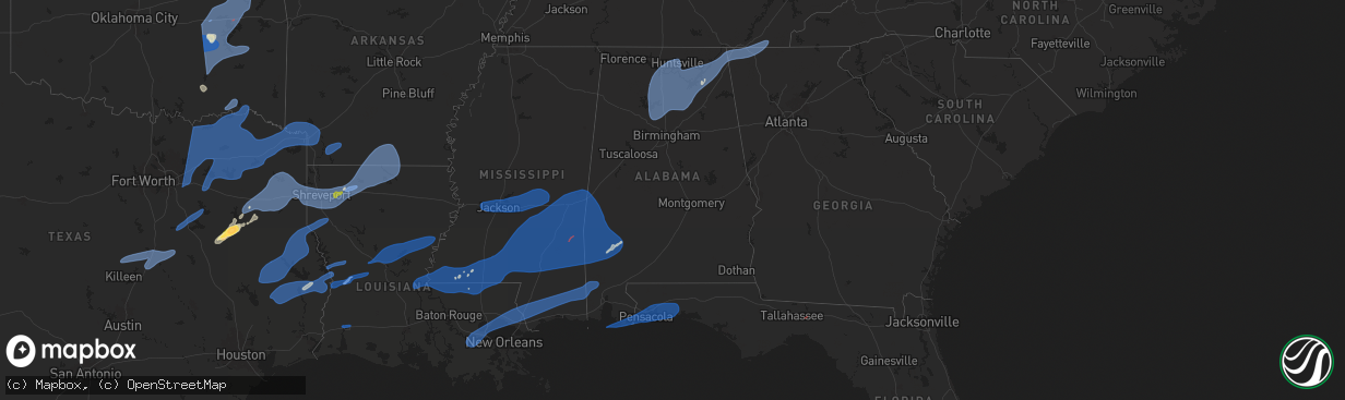 Hail map in Alabama on March 4, 2025