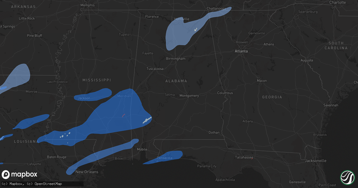 Hail map in Alabama on March 4, 2025
