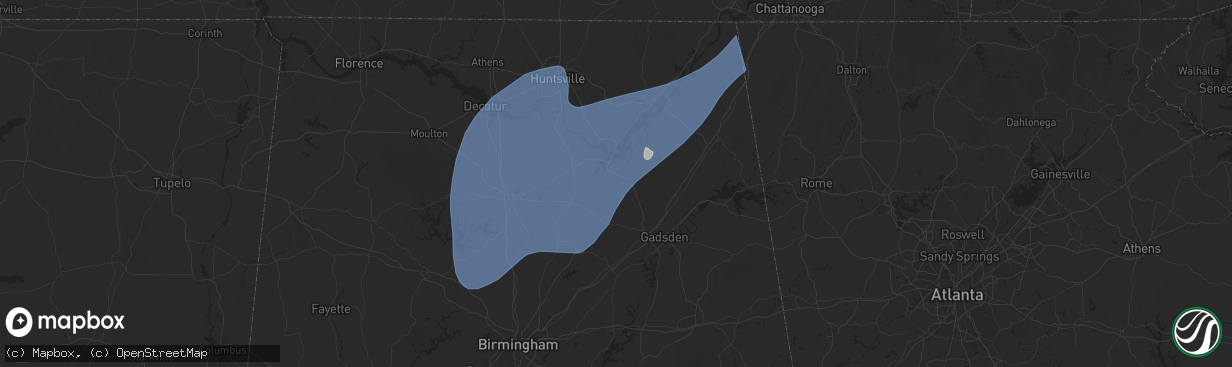 Hail map in Albertville, AL on March 4, 2025