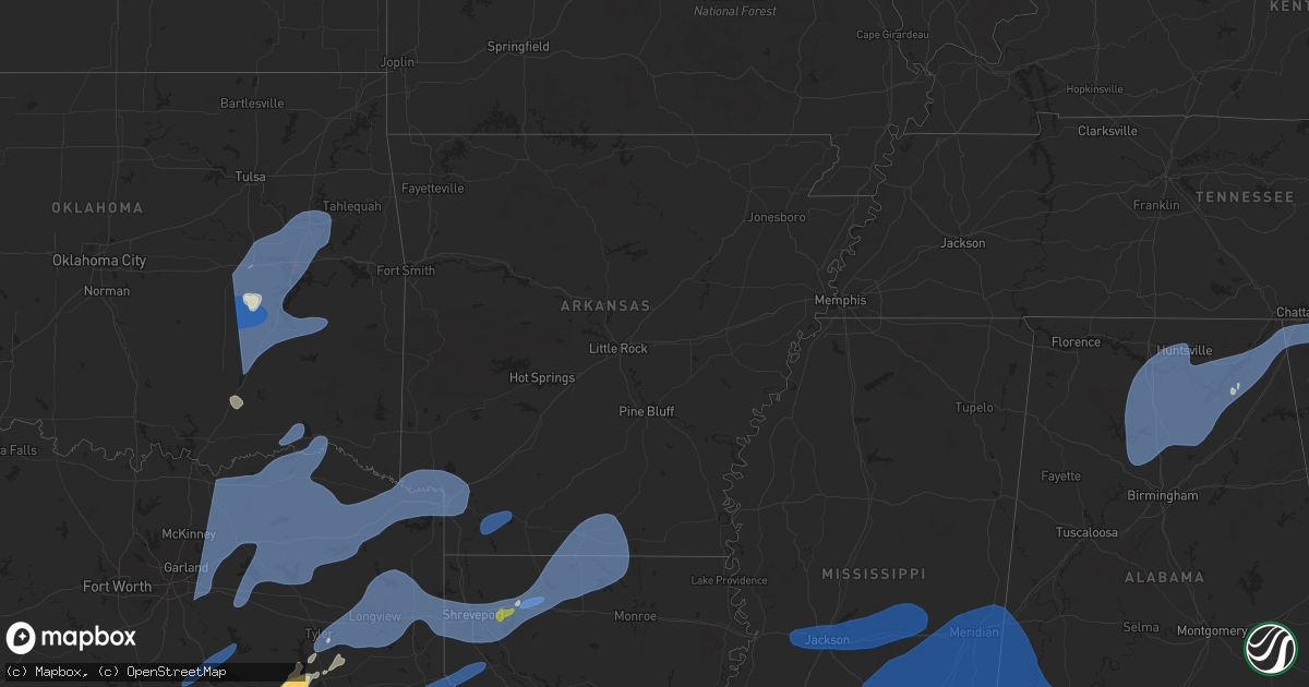 Hail map in Arkansas on March 4, 2025