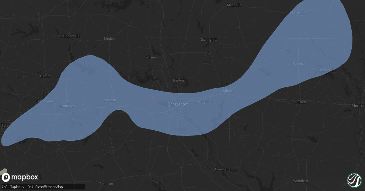Hail map in Bossier City, LA on March 4, 2025
