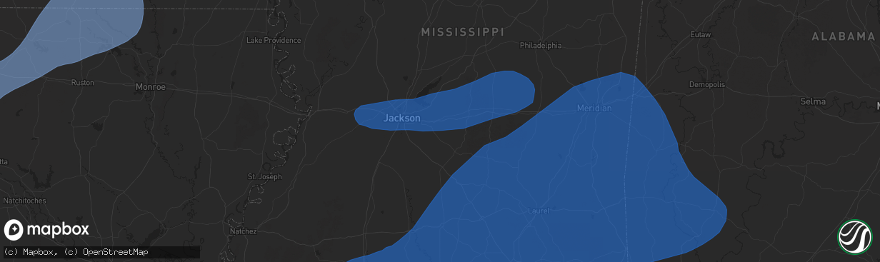 Hail map in Brandon, MS on March 4, 2025