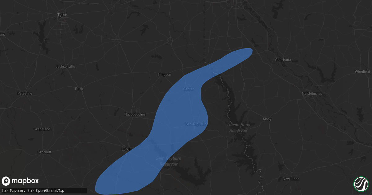 Hail map in Center, TX on March 4, 2025
