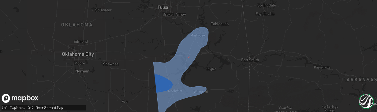 Hail map in Checotah, OK on March 4, 2025