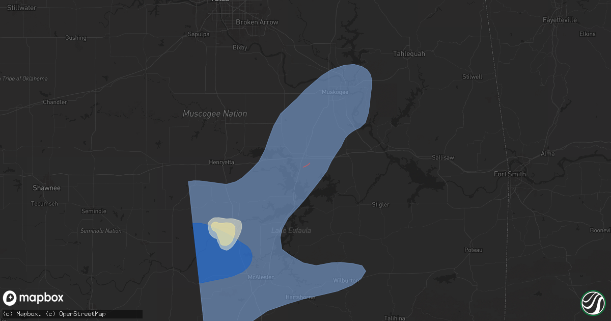 Hail map in Checotah, OK on March 4, 2025