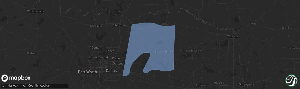 Hail map in Commerce, TX on March 4, 2025