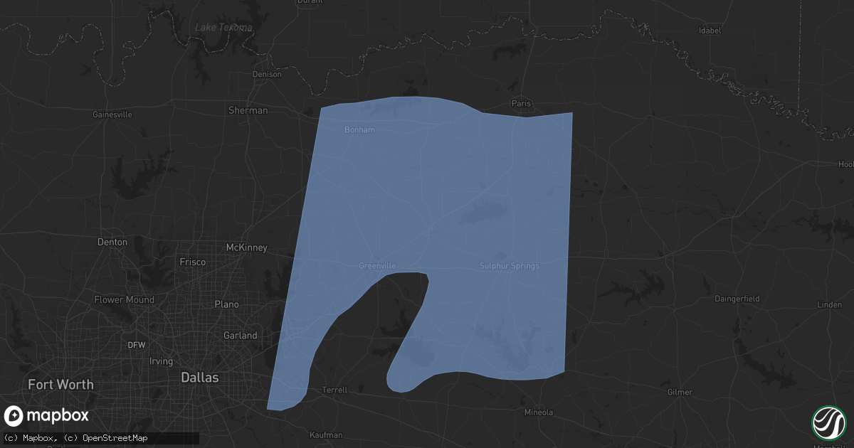 Hail map in Commerce, TX on March 4, 2025