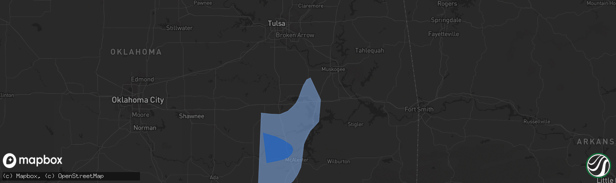 Hail map in Council Hill, OK on March 4, 2025