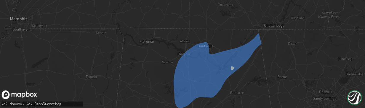 Hail map in Decatur, AL on March 4, 2025