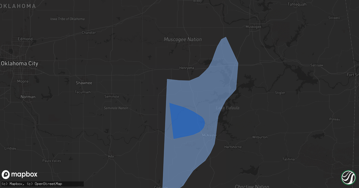 Hail map in Dustin, OK on March 4, 2025