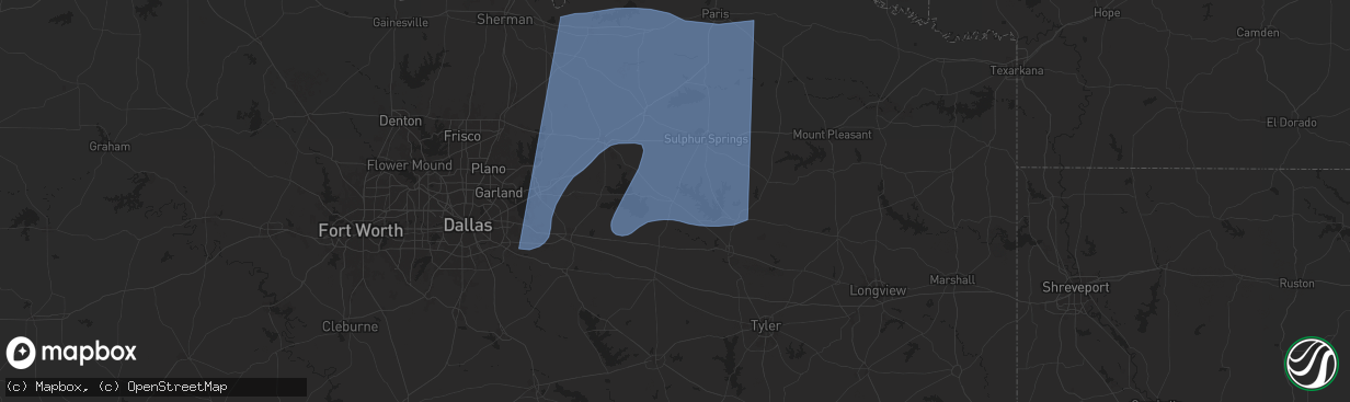 Hail map in Emory, TX on March 4, 2025