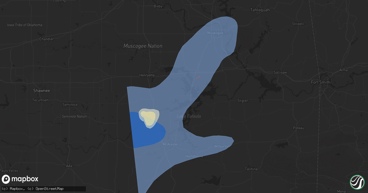 Hail map in Eufaula, OK on March 4, 2025