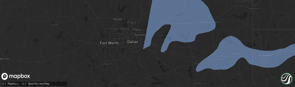 Hail map in Forney, TX on March 4, 2025