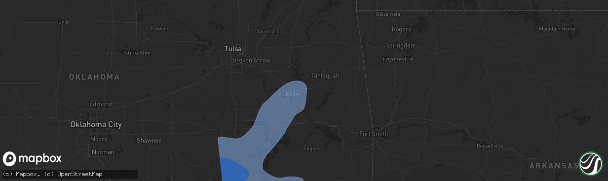 Hail map in Fort Gibson, OK on March 4, 2025