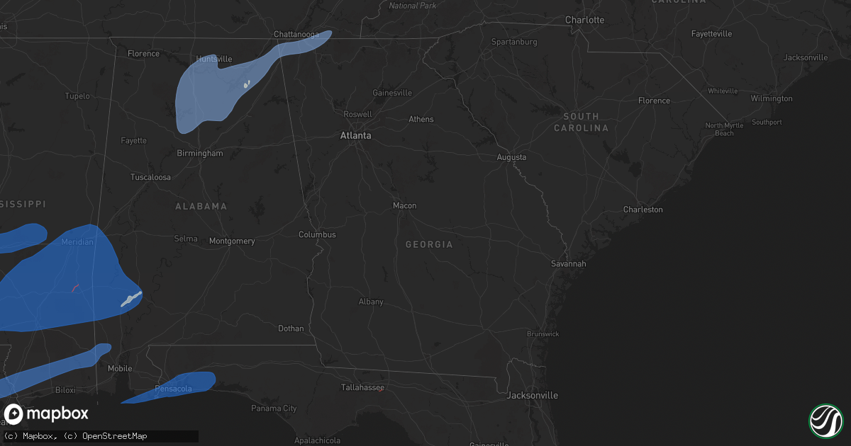 Hail map in Georgia on March 4, 2025