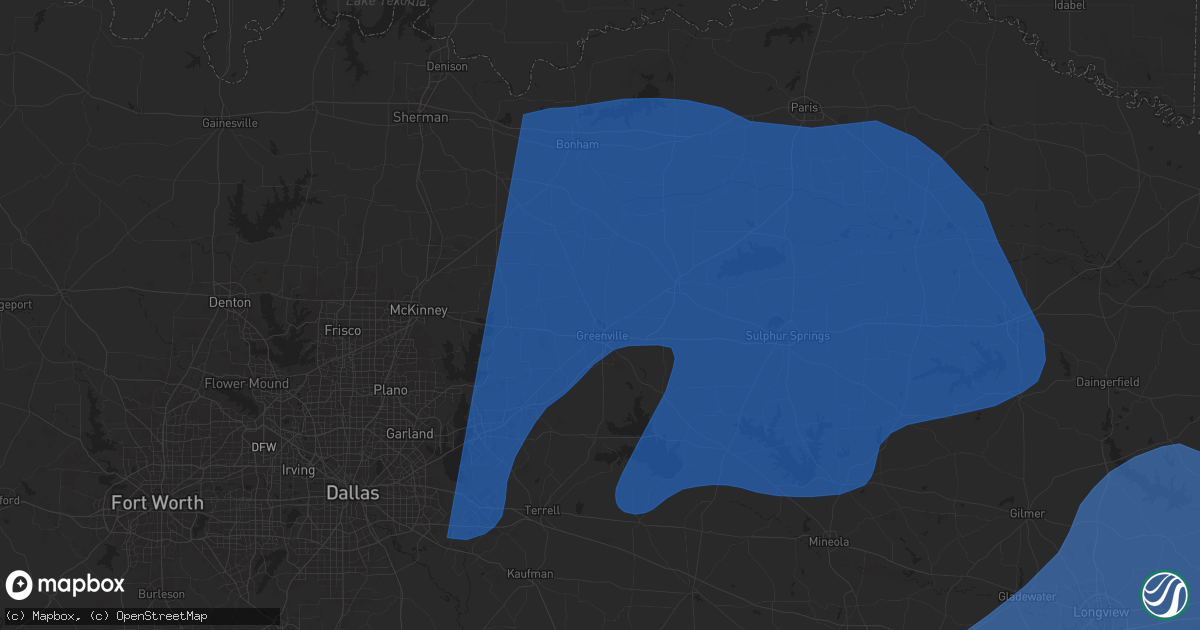 Hail map in Greenville, TX on March 4, 2025