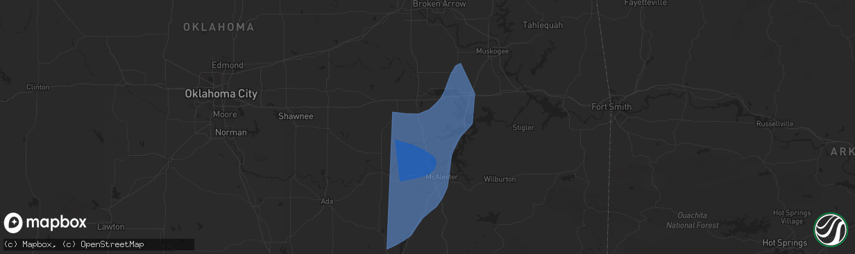 Hail map in Hanna, OK on March 4, 2025