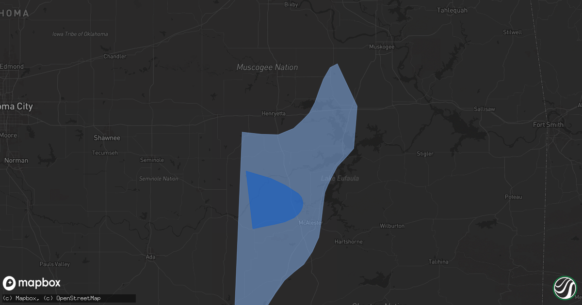 Hail map in Hanna, OK on March 4, 2025