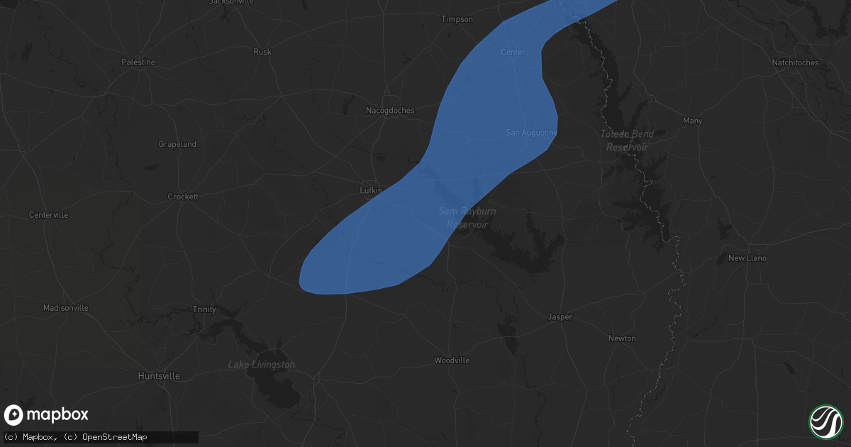 Hail map in Huntington, TX on March 4, 2025