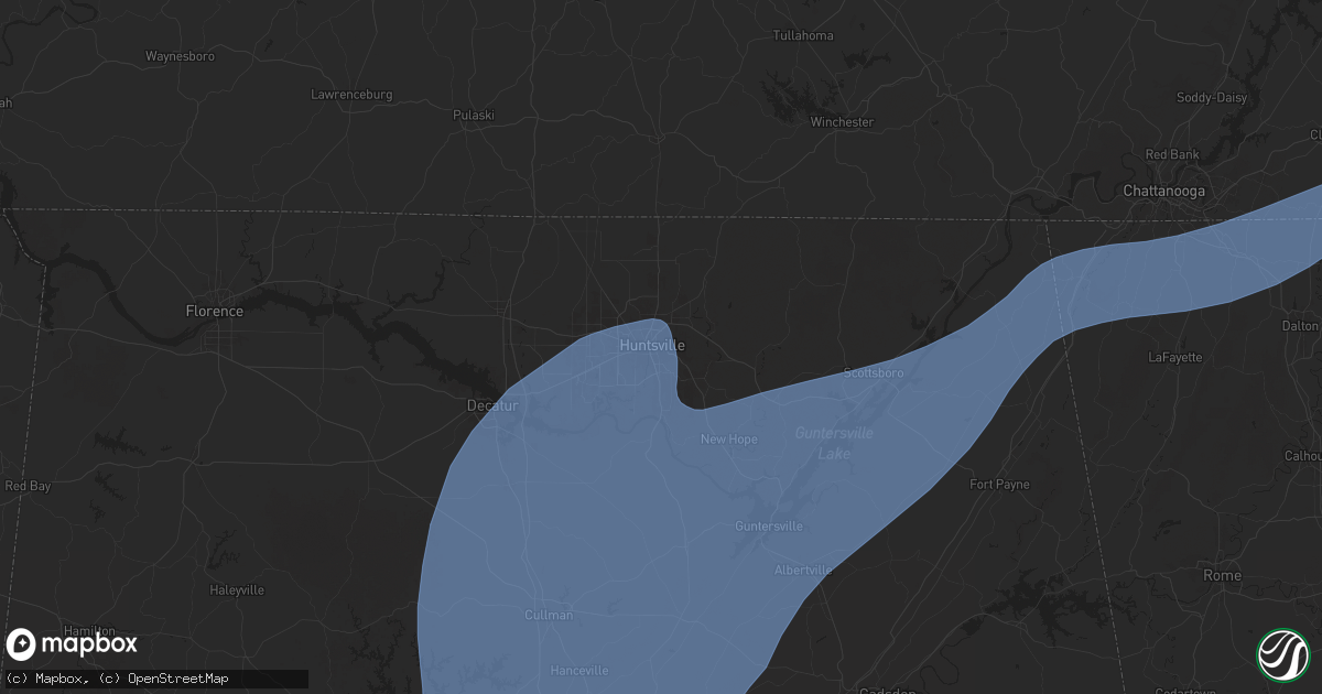 Hail map in Huntsville, AL on March 4, 2025