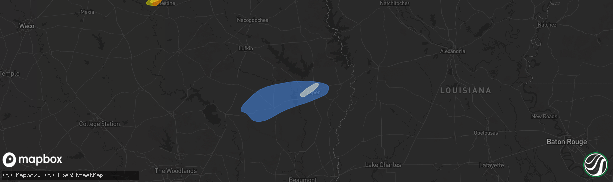 Hail map in Jasper, TX on March 4, 2025