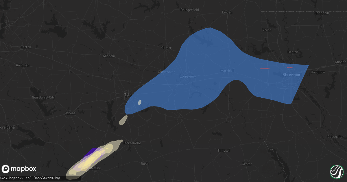 Hail map in Kilgore, TX on March 4, 2025