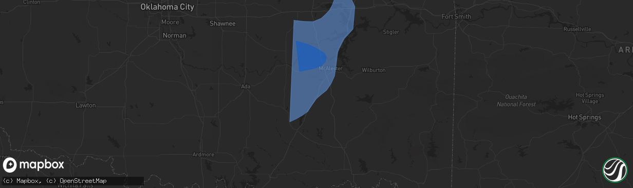 Hail map in Kiowa, OK on March 4, 2025