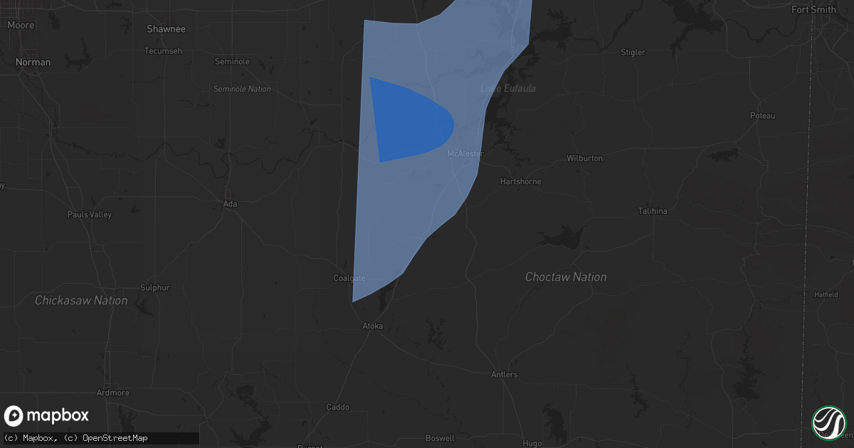 Hail map in Kiowa, OK on March 4, 2025