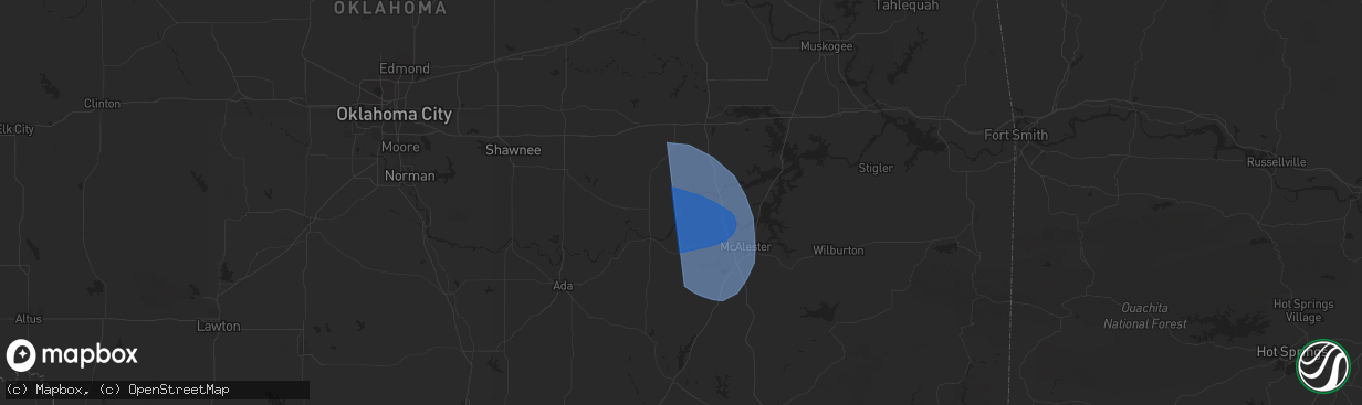 Hail map in Lamar, OK on March 4, 2025