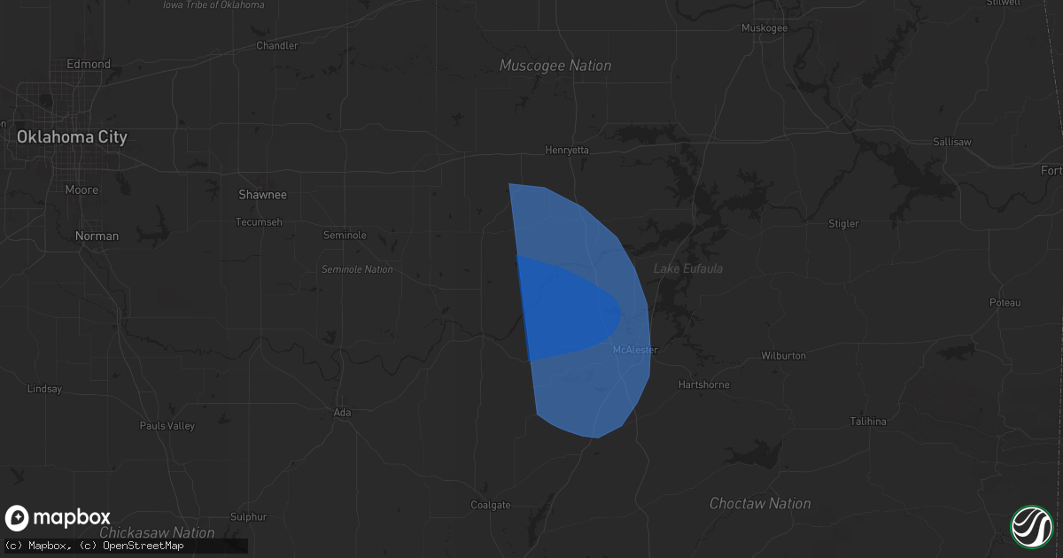 Hail map in Lamar, OK on March 4, 2025