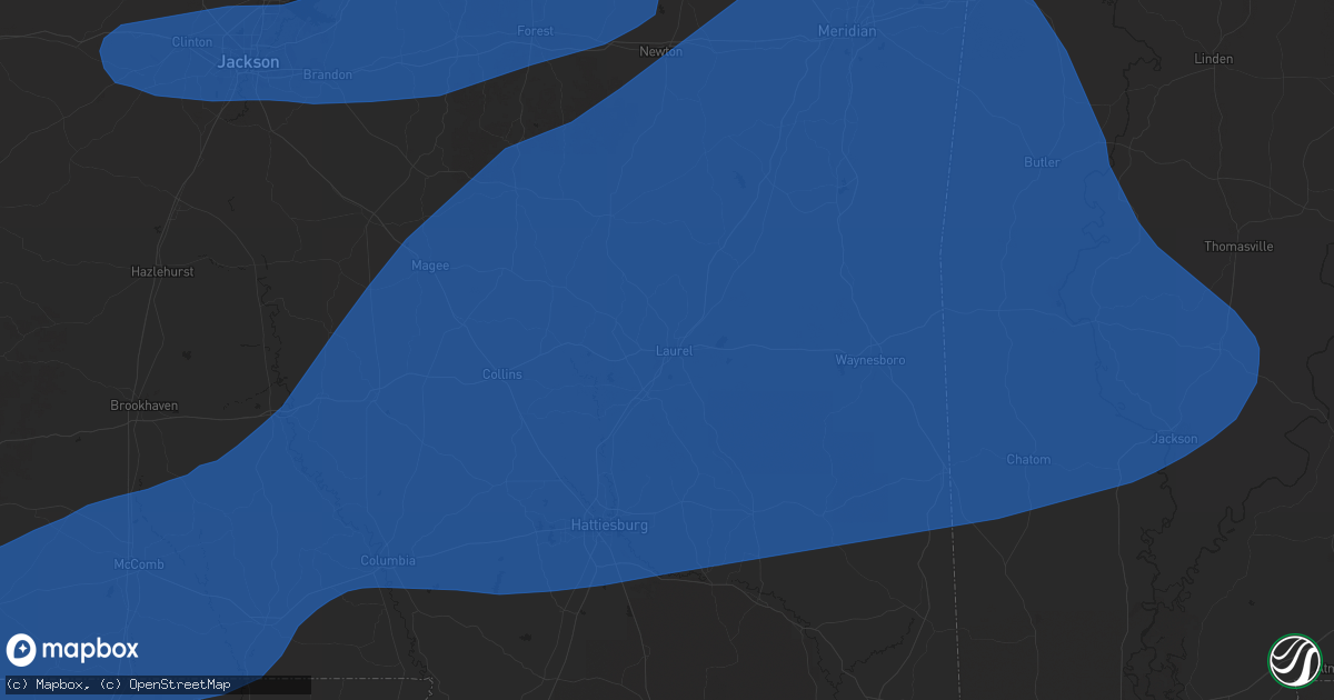 Hail map in Laurel, MS on March 4, 2025