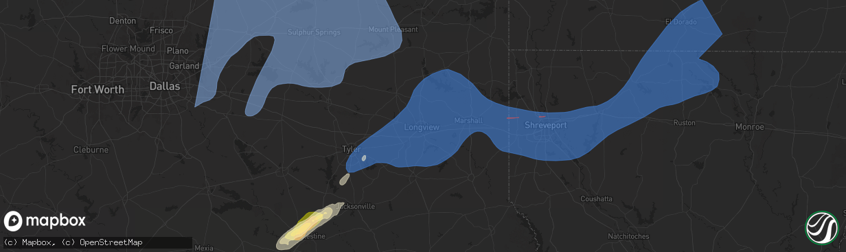 Hail map in Longview, TX on March 4, 2025