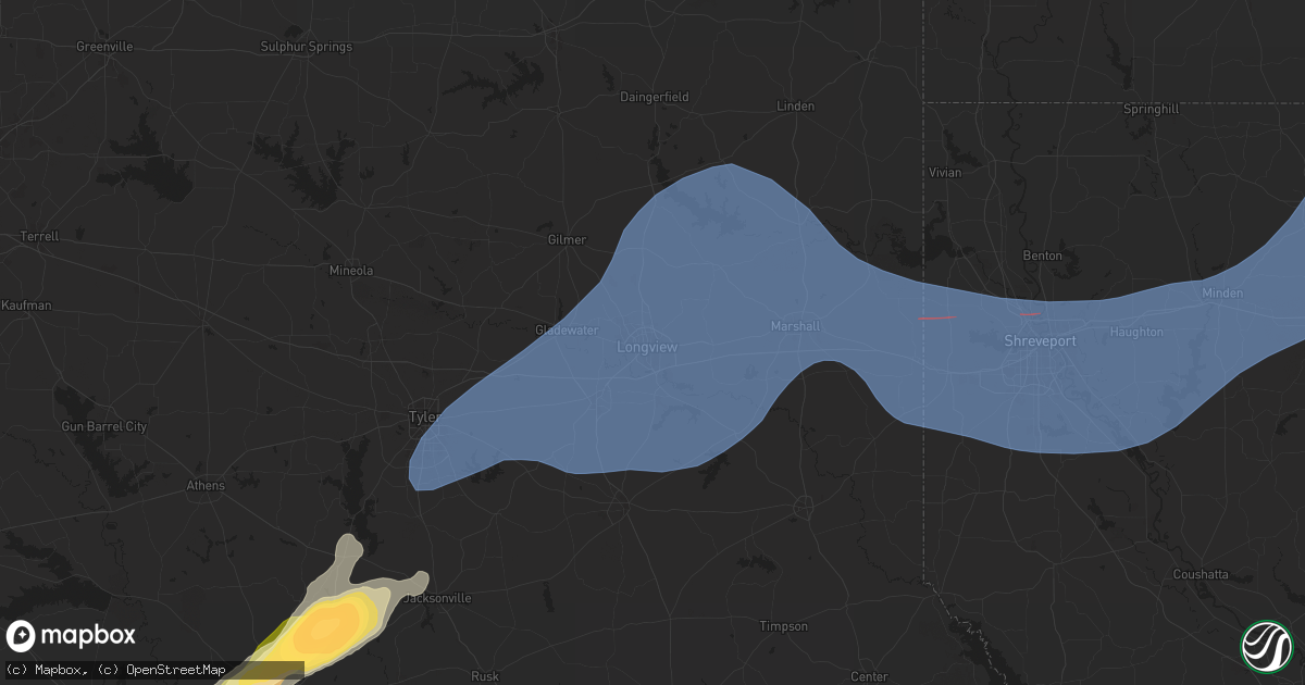 Hail map in Longview, TX on March 4, 2025