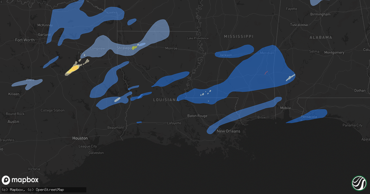 Hail map in Louisiana on March 4, 2025