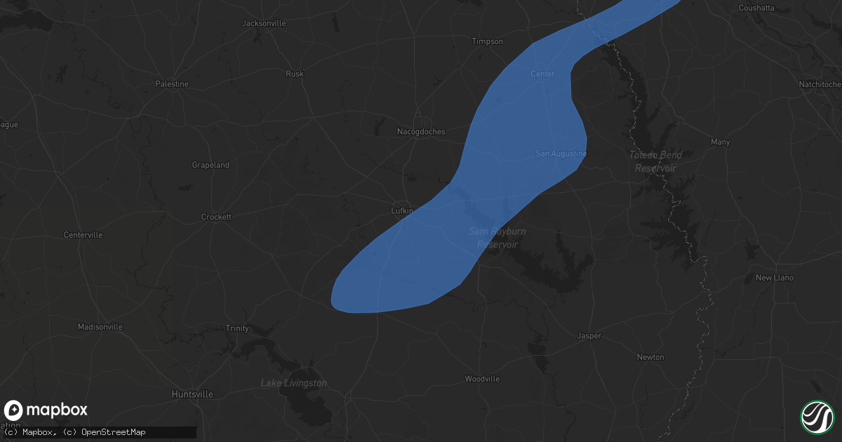Hail map in Lufkin, TX on March 4, 2025