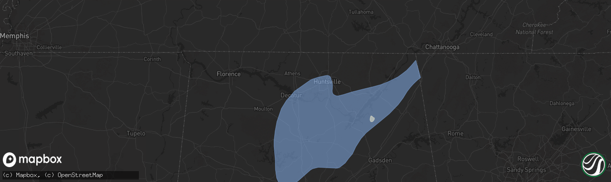 Hail map in Madison, AL on March 4, 2025