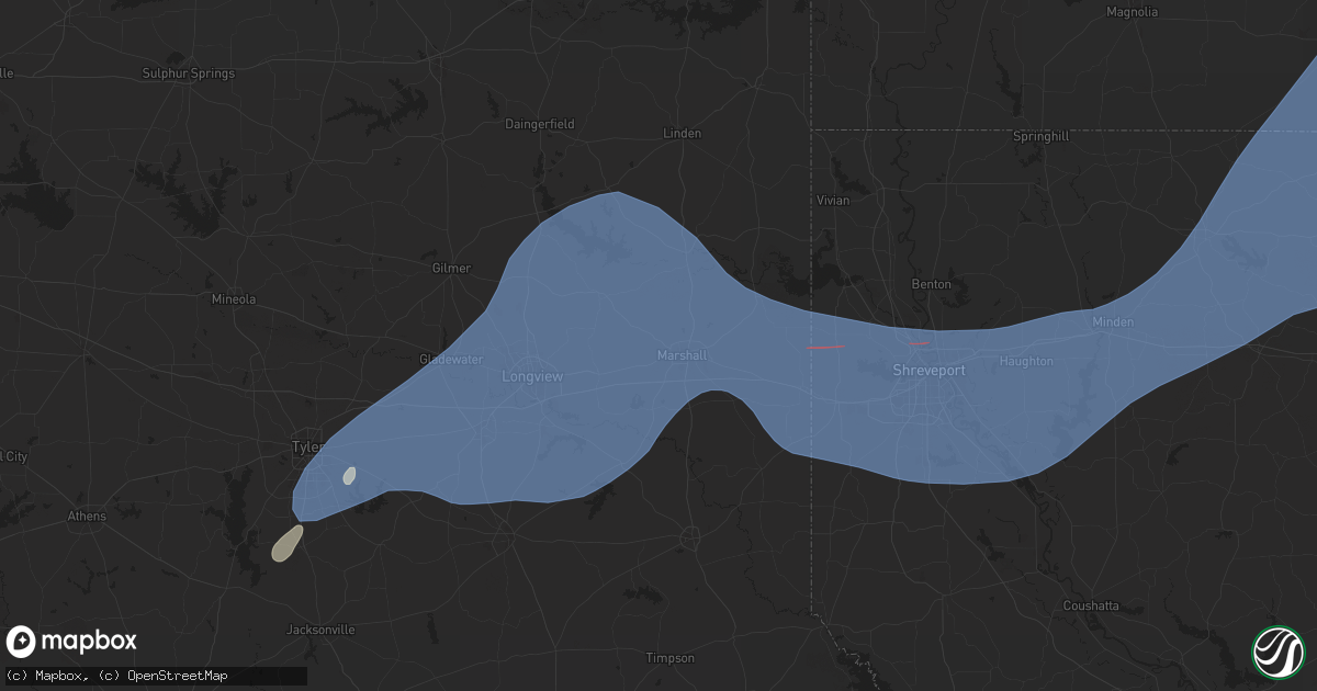 Hail map in Marshall, TX on March 4, 2025