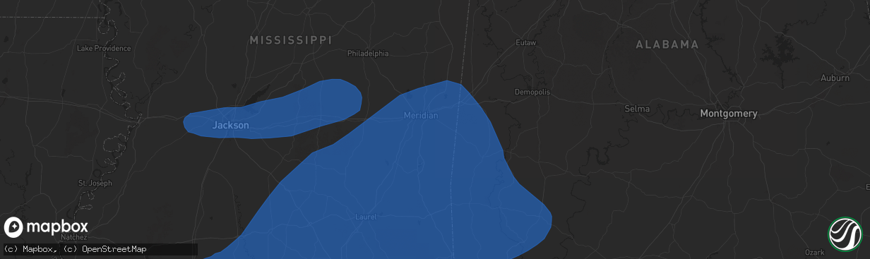 Hail map in Meridian, MS on March 4, 2025