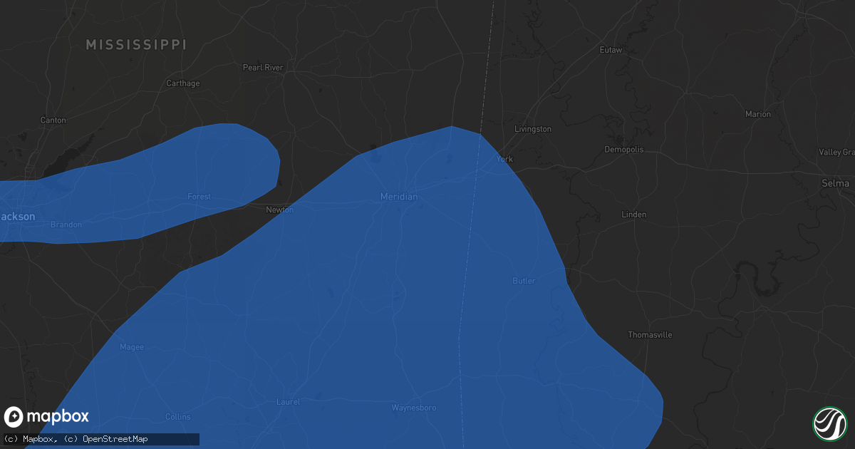 Hail map in Meridian, MS on March 4, 2025