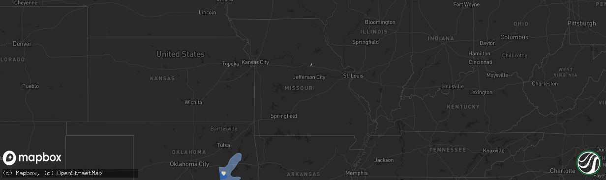 Hail map in Missouri on March 4, 2025