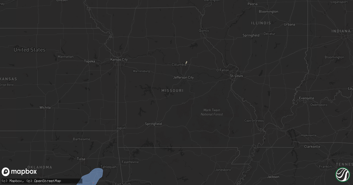 Hail map in Missouri on March 4, 2025