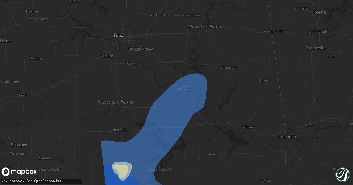 Hail map in Muskogee, OK on March 4, 2025
