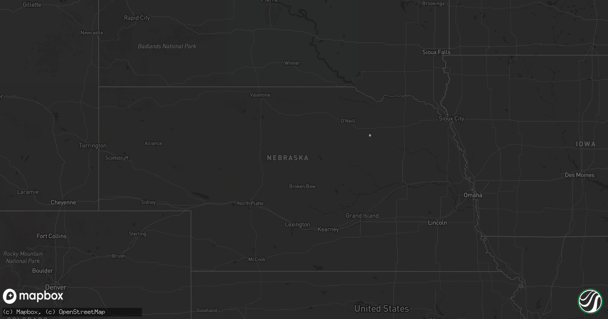 Hail map in Nebraska on March 4, 2025