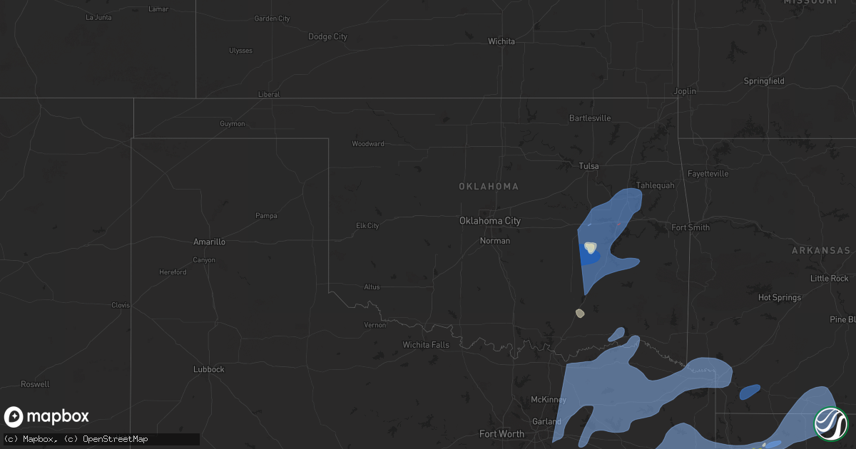 Hail map in Oklahoma on March 4, 2025