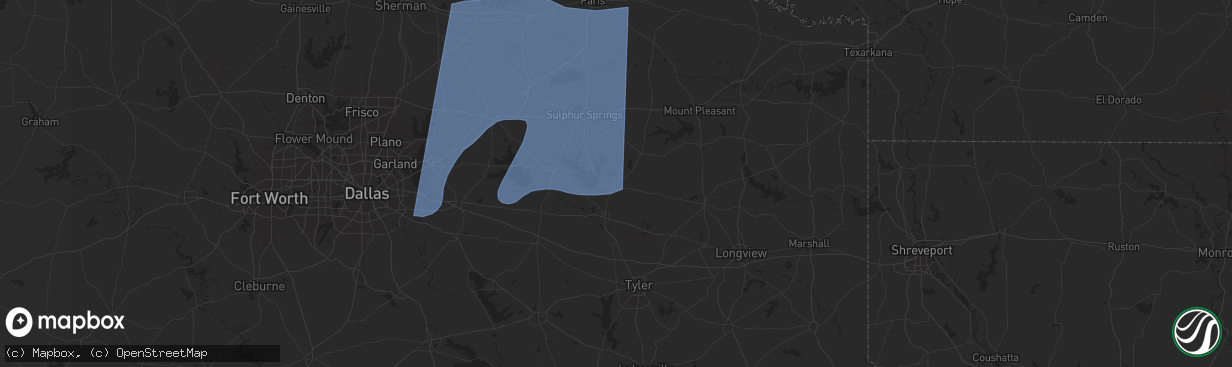 Hail map in Quitman, TX on March 4, 2025