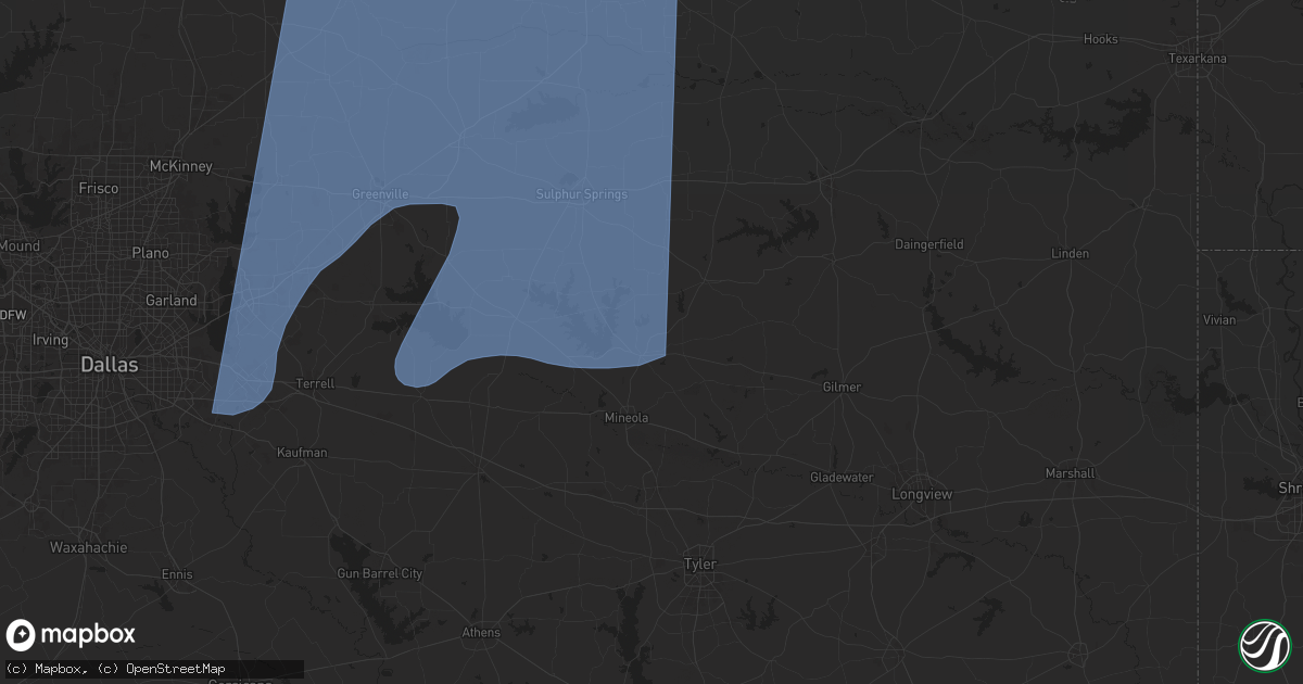 Hail map in Quitman, TX on March 4, 2025