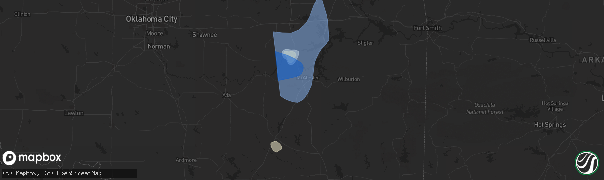 Hail map in Savanna, OK on March 4, 2025